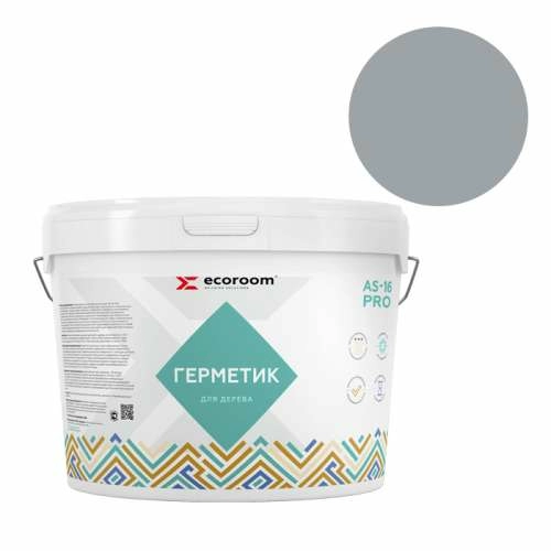 Герметик Ecoroom AS-16 PRO, 7 кг, серый, для деревянного строения, ведро