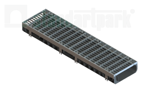 Лоток водоотводный пластиковый PolyMax Drive ЛВ-20.26.08-ПП на защелках c РВ щель ВЧ кл.D (к-т) 085134Z, класс D400, комплект, Стандартпарк