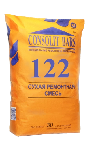 CONSOLIT BARS 122, Быстротвердеющий литьевой ремонтный состав (R4) с фиброй (В50), мешок 30 кг, Консолит – ТСК Дипломат