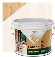 Эко-лазурь FAKTOR для древесины беленый дуб, ведро 9 кг
