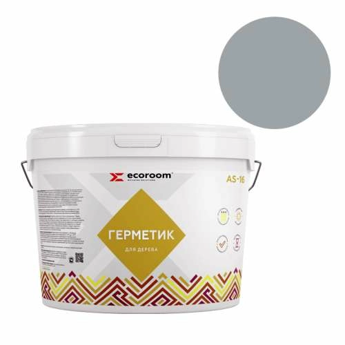 Герметик ECOROOM AS-16, 3 кг, серый, для деревянного строения, ведро