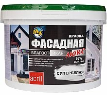Краска Фасадная Люкс Акриловая ВД-АК-104, 4 кг