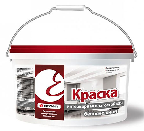 Краска интерьерная, акриловая, влагостойкая белоснежная, 14 кг ведро
