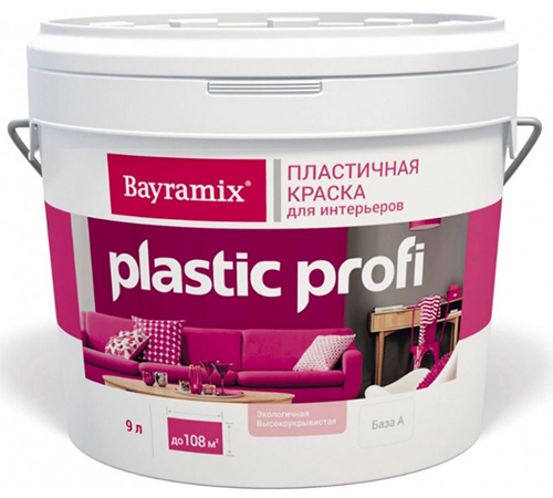 Bayramix Plastic Profi краска на акриловой основе для интерьеров, База А, 9 л