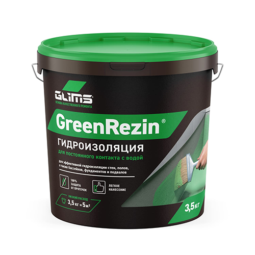 Гидроизоляция эластичная (герметик) GLIMS GreenResin (Г-9010) 3,5 кг, ведро