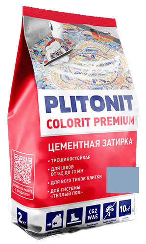 Затирка для швов с армирующими волокнами PLITONIT СOLORIT PREMIUM синяя, 2 кг