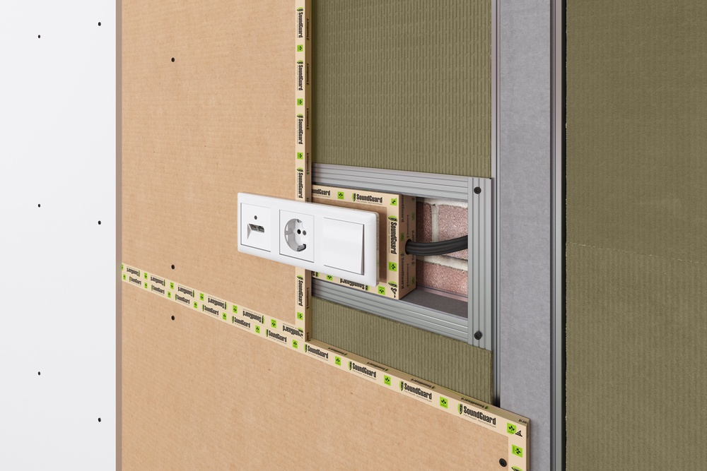 Звукоизоляционный подрозетник 4-секционный SoundGuard P-BOX 4 (350х130х48мм)(шт)