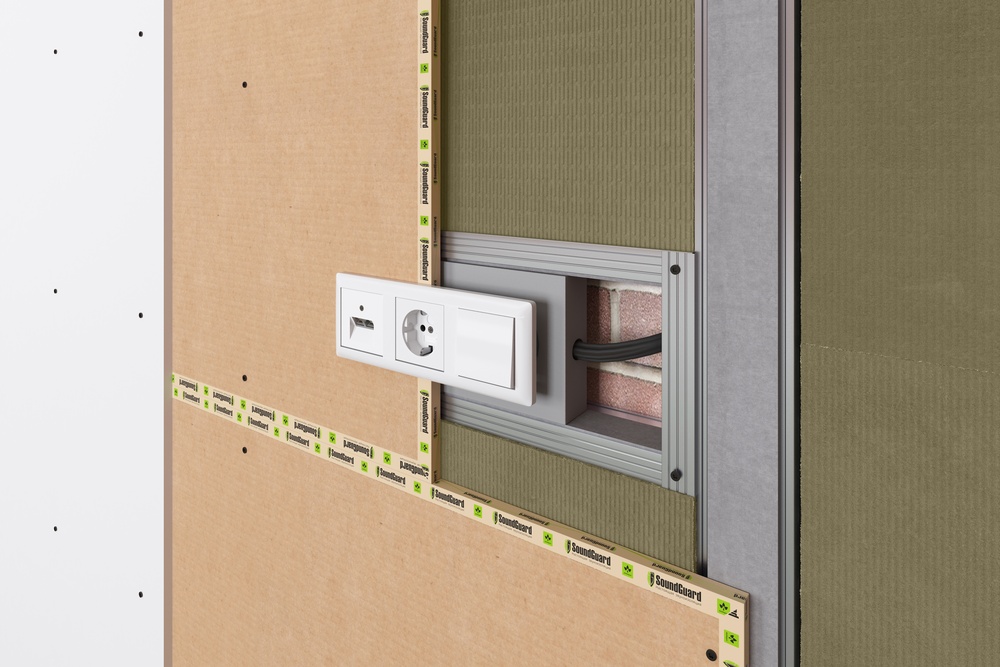Звукоизоляционный подрозетник 5-секционный SoundGuard S-BOX 5 (405х115х36мм)(шт)