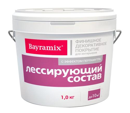Лессирующий состав Bayramix перламутровый  для придания декоративного эффекта гладким и фактурным покрытиям, 1 л