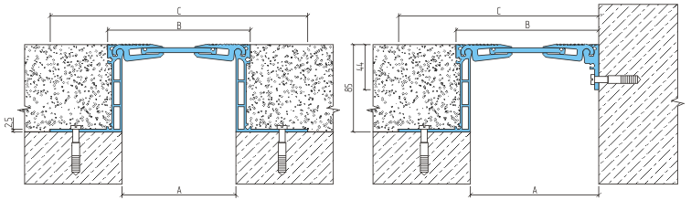 Деформационный шов ДША.Т-85 - УГЛ/90, Аквабарьер