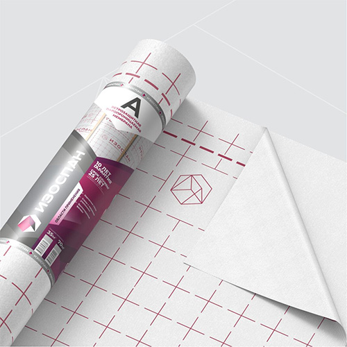 Изоспан А с ОЗД, 1,6х43,75 м, (70 м2), Ветрозащитная паропроницаемая мембрана с огнезащитными добавками