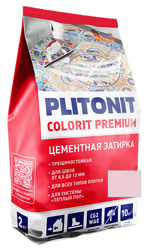 Затирка для швов с армирующими волокнами PLITONIT СOLORIT PREMIUM светло-розовая, 2 кг