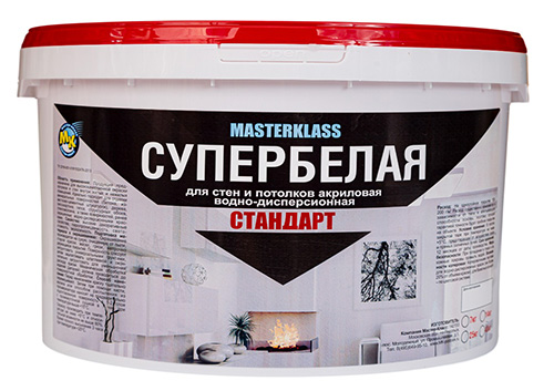 Краска Стандарт акриловая супербелая, 14 кг