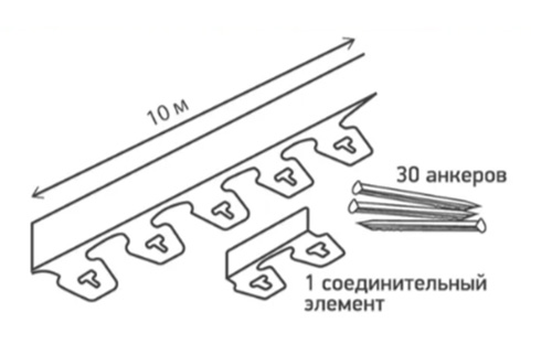 Бордюр NewFix Roll Б-100.04.04-ПП в комплекте с соединителем и крепежными анкерами 08250404-К, Стандартпарк