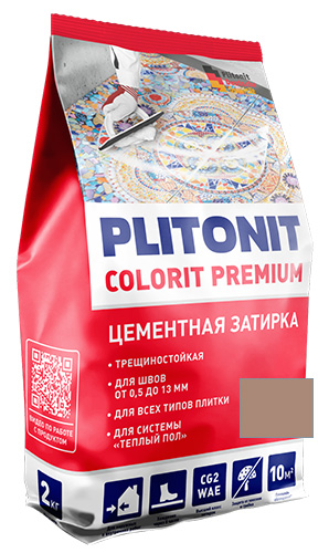 Затирка для швов с армирующими волокнами PLITONIT СOLORIT PREMIUM коричневая, 2 кг