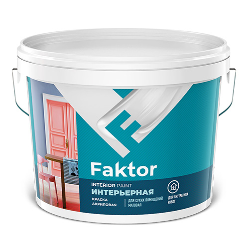Краска FAKTOR интерьерная белая, ведро 6 кг