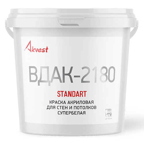 Краска акриловая для потолков и стен супербелая ВДАК-2180, 14 кг, Аквест