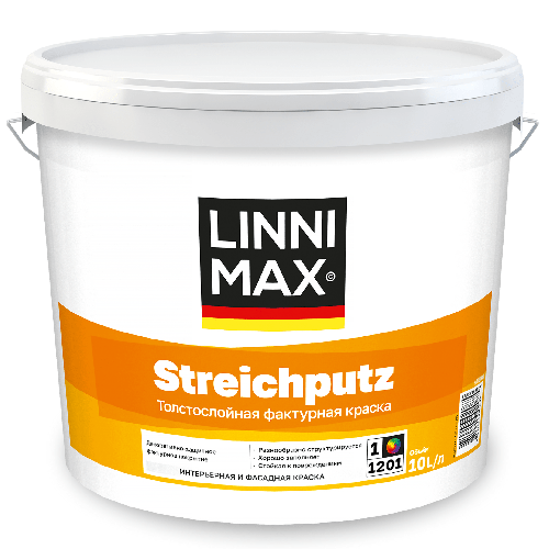 Краска толстослойная фактурная LINNIMAX Streichputz / Штрайхпутц, 16 кг