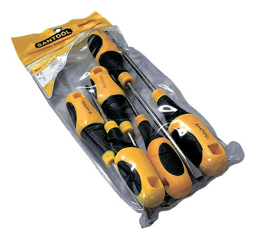 Набор отверток с двухкомпонентной желтой ручкой (6 предметов) – ТСК Дипломат