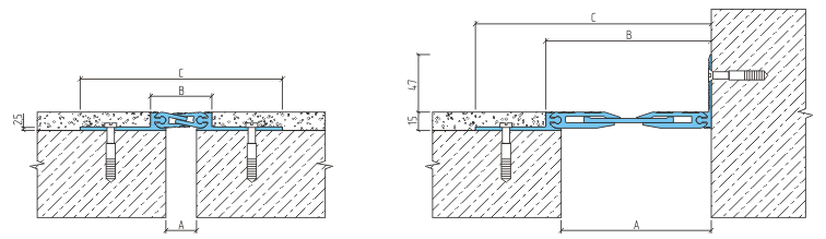 Деформационный шов тип ДША-15-УГЛ/125
