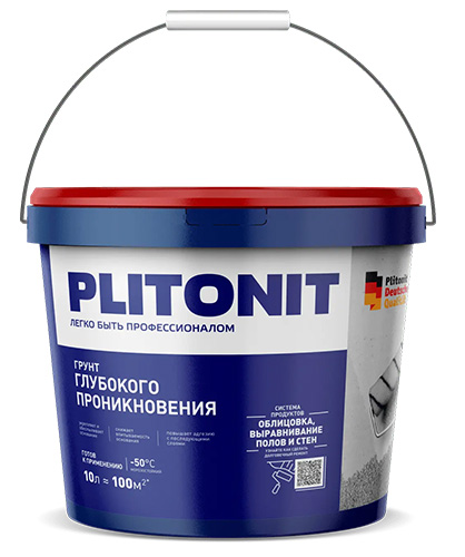 Грунтовка глубокого проникновения для внутренних и наружных работ PLITONIT, 10 л