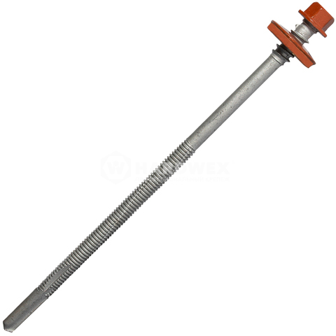 Саморез для сэндвич-панелей 6.3/5.5x140 мм RUSPERT (SILVER GREY), RAL 8004 медно-коричневый, 20 шт, Hardwex