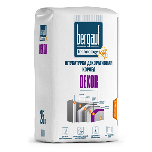 DEKOR, 25 кг, Декоративная штукатурка "короед", Bergauf