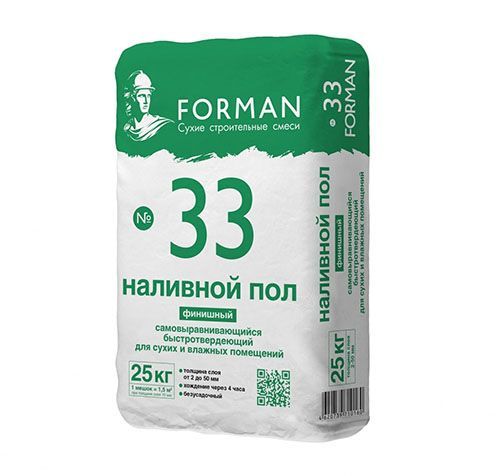 Наливной пол самовыравнивающийся финишный влагостойкий Форман 33 - 25 кг,  мешок - купить в Москве за 317 руб. руб.