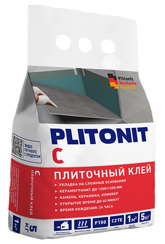 Клей для облицовки сложных поверхностей всеми видами плитки PLITONIT С Клей для облицовки С2 ТЕ, 5 кг