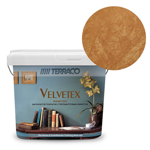 Перламутровая краска Terraco Velvetex Бронза, ведро 1 кг, бархатистый финиш