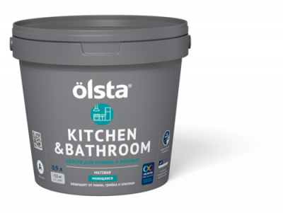 Краска влагостокая Olsta Kitchen&bathroom база С 9 л