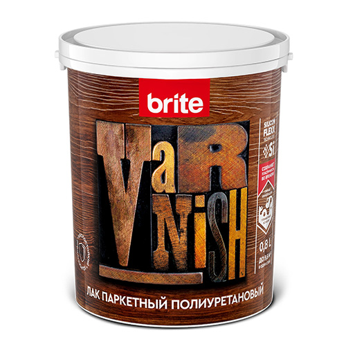 Лак BRITE паркетный полиуретановый матовый, банка 0,8 л