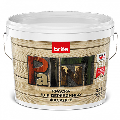 Краска BRITE FLEXX для деревянных фасадов база С, ведро 2,7 л