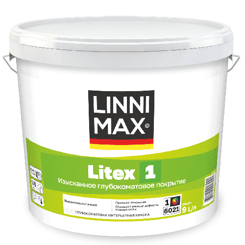 Краска водно-дисперсионная для внутренних работ LINNIMAX Litex 1 / Литекс 1 База 1, 9 л