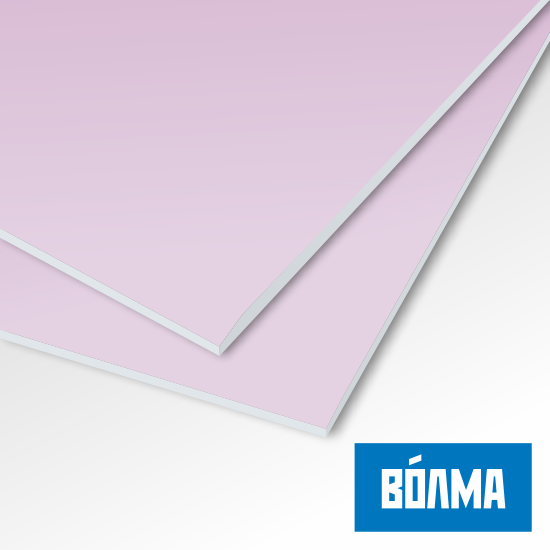 Плита строительная огнестойкая для сухой штукатурки стен ГКЛО 12.5 мм 2500х1200, ВОЛМА