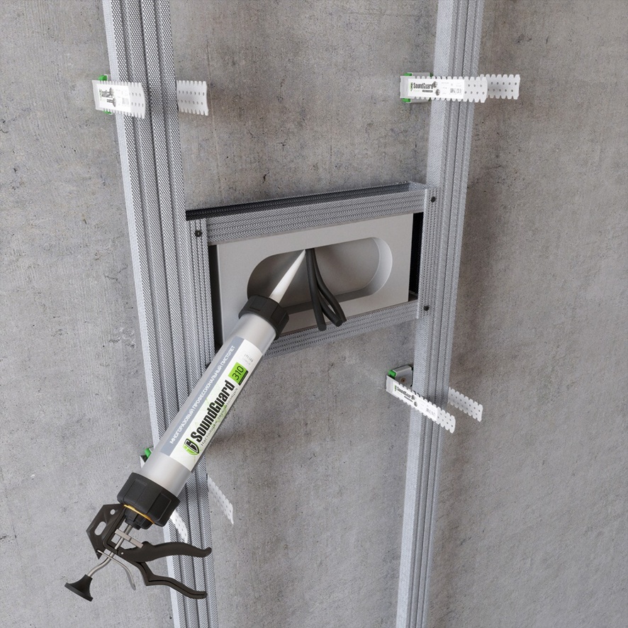 Звукоизоляционный подрозетник 5-секционный SoundGuard S-BOX 5 (405х115х36мм)(шт)