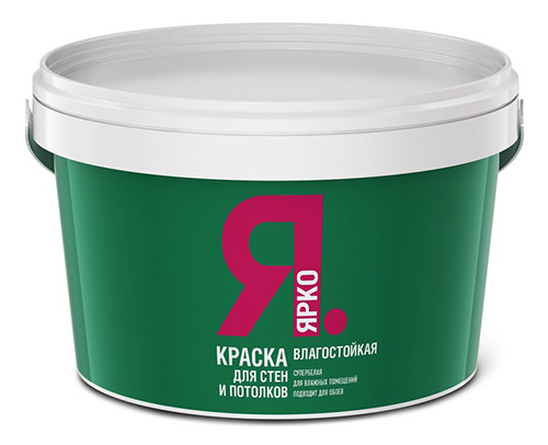Краска ЯРКО для стен и потолков влагостойкая белая, ведро 2,5 кг