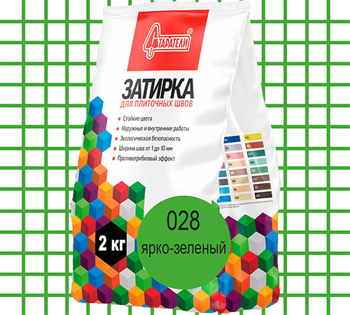 Затирка для плиточных швов цвет Ярко-зеленый 028, 2 кг, Старатели, мешок