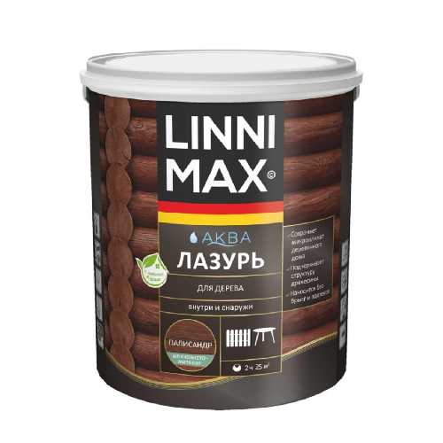 Лессирующий антисептик LINNIMAX Аква Лазурь для дерева Палисандр 0,9 л
