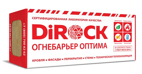 Минеральная вата DiRock Огнебарьер Оптима (1000х600х150 мм) 1 шт (0,6 м2, 0,09 м3) в упаковке – ТСК Дипломат