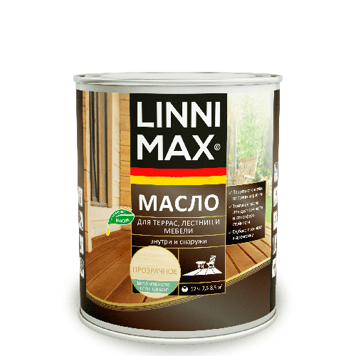 Средство защитно-декоративное для древесины LINNIMAX Масло для террас, лестниц и мебели 2 л