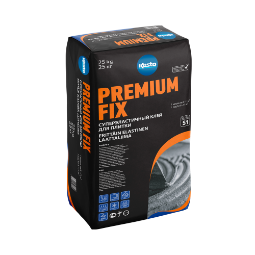 Эластичный клей C2 TE S1 для крупноформатного керамогранита Premium Fix, 25 кг, Kesto