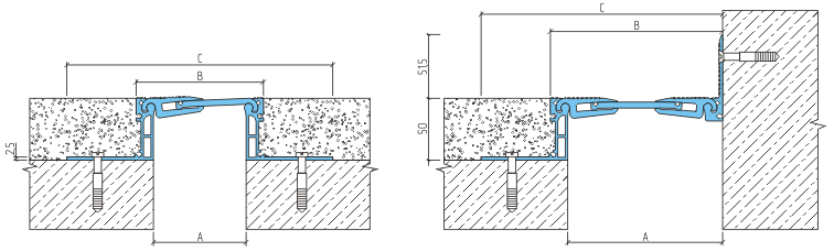 Деформационный шов ДША.Т-50 - УГЛ/090, Аквабарьер