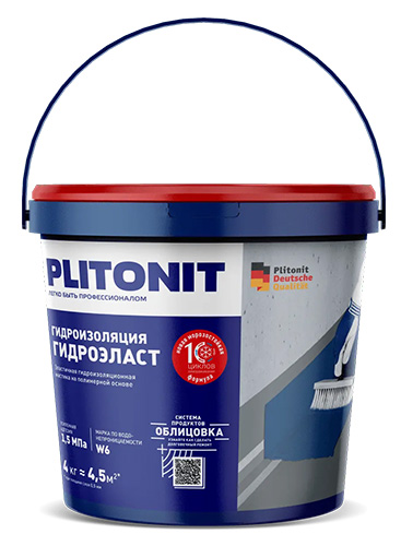 Эластичная гидроизоляционная мастика PLITONIT ГидроЭласт, 4 кг