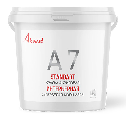 Интерьерная моющаяся антисептическая акриловая краска А 7 Стандарт, 1,4 кг, Аквест