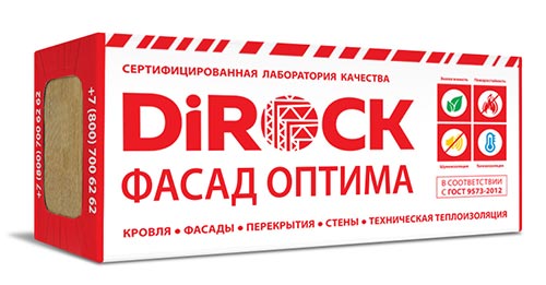 Минеральная вата DiRock Фасад Оптима (1000х600х150 мм) 1 шт (0,6 м2, 0,09 м3) в упаковке – ТСК Дипломат