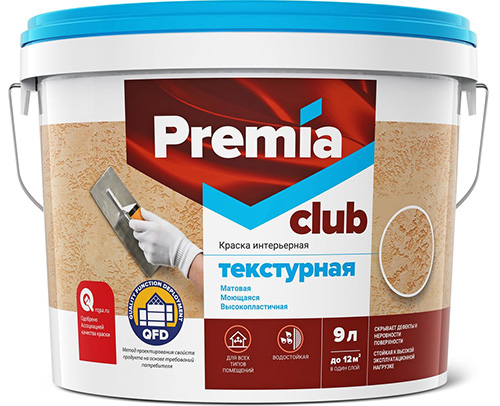 Краска PREMIA CLUB текстурная база А, ведро 9 л