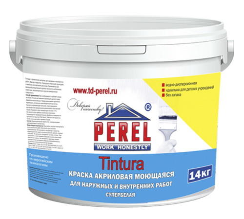 Моющаяся акриловая краска Perel Tintura, 14 кг ведро