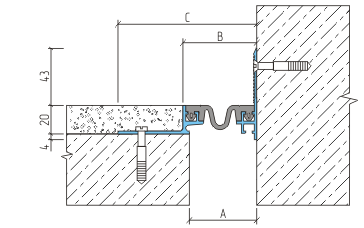 Деформационный шов тип ДШВ-20-УГЛ/065, Аквабарьер
