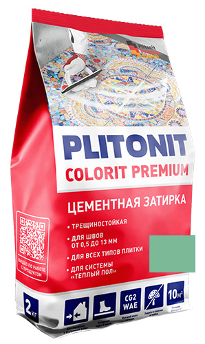 Затирка для швов с армирующими волокнами PLITONIT СOLORIT PREMIUM салатовая, 2 кг